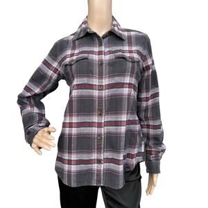 Carhartt Gray & Red Plaid Button-Up Shirt Long Sleeve Collared Top S (4/6)